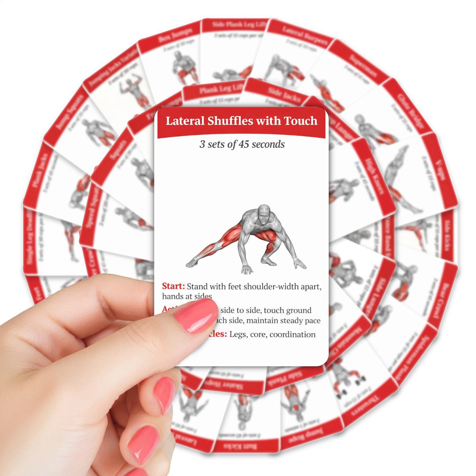 Home Gym Furniture - Workout Cards Exercise Deck 36pcs Portable