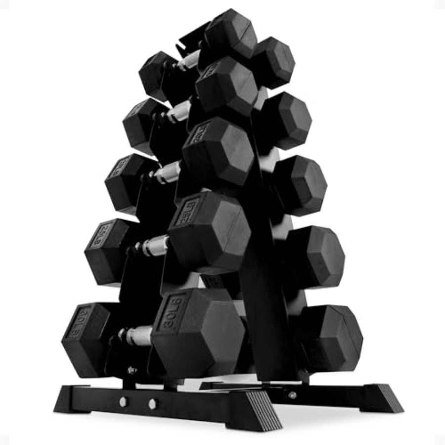 Rubber Coated Hex Dumbbell Set - Home Gym Body Solid 评论和价格
