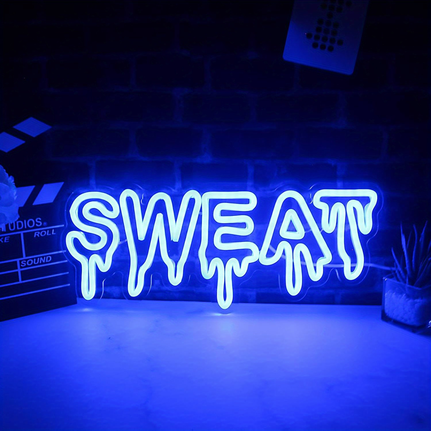 Sweat Blue LED Neon Sign Dripp - Home Gym Neon Sign 评论和价格