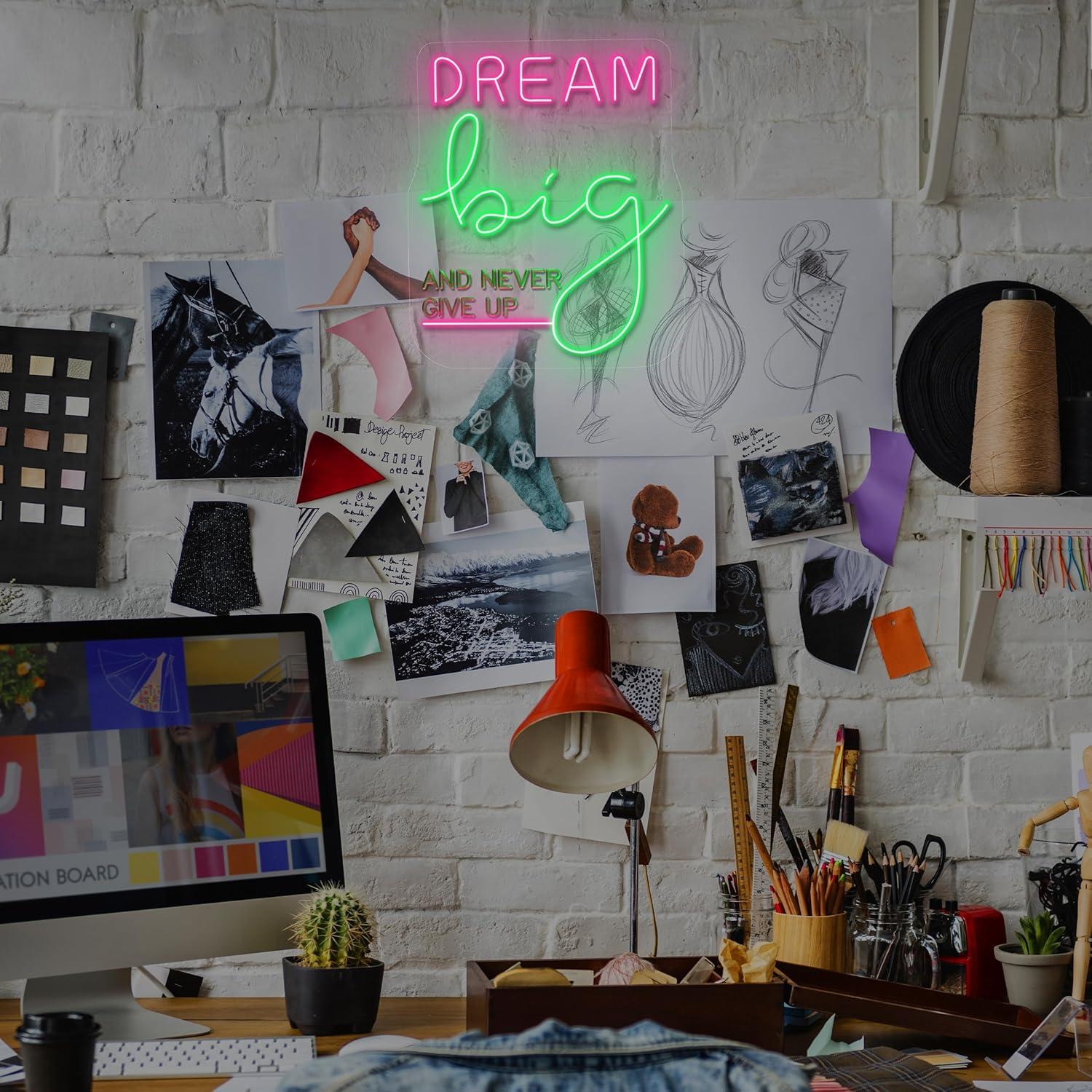 Dream Big Neon Sign Motivation - Home Gym Neon Sign 评论和价格