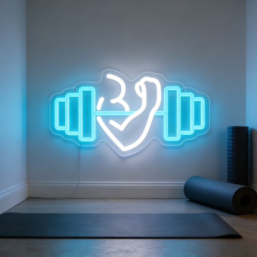 Bicep Dumbbell Neon Sign LED W - Home Gym Neon Sign 评论和价格