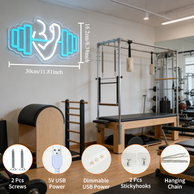Bicep Dumbbell Neon Sign LED W - Home Gym Neon Sign 评论和价格
