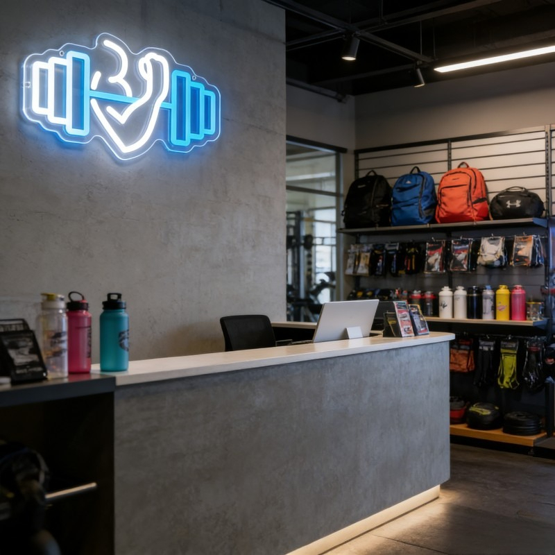 Bicep Dumbbell Neon Sign LED W - Home Gym Neon Sign 评论和价格