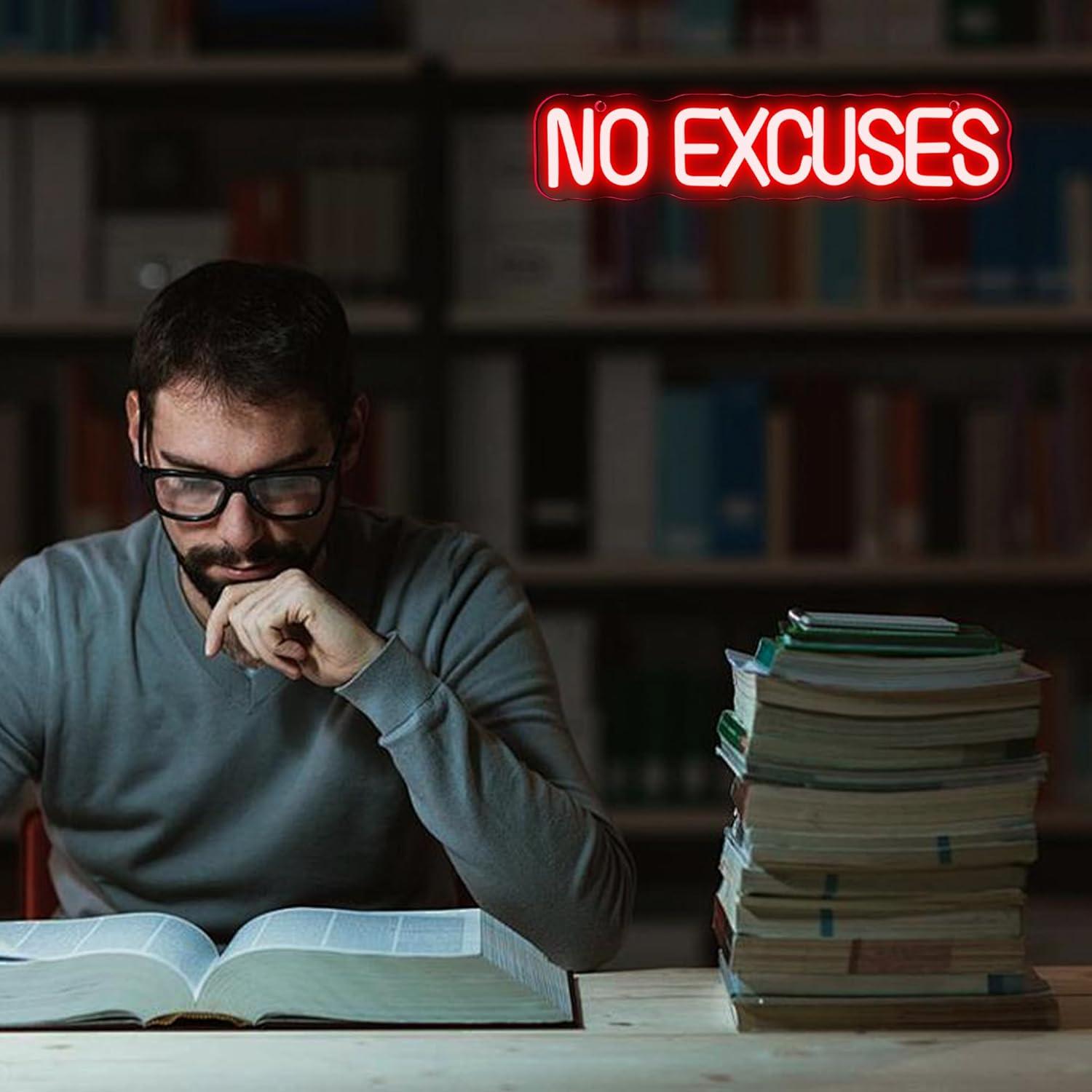 No Excuses Neon Sign USB Dimma - Home Gym Neon Sign 评论和价格