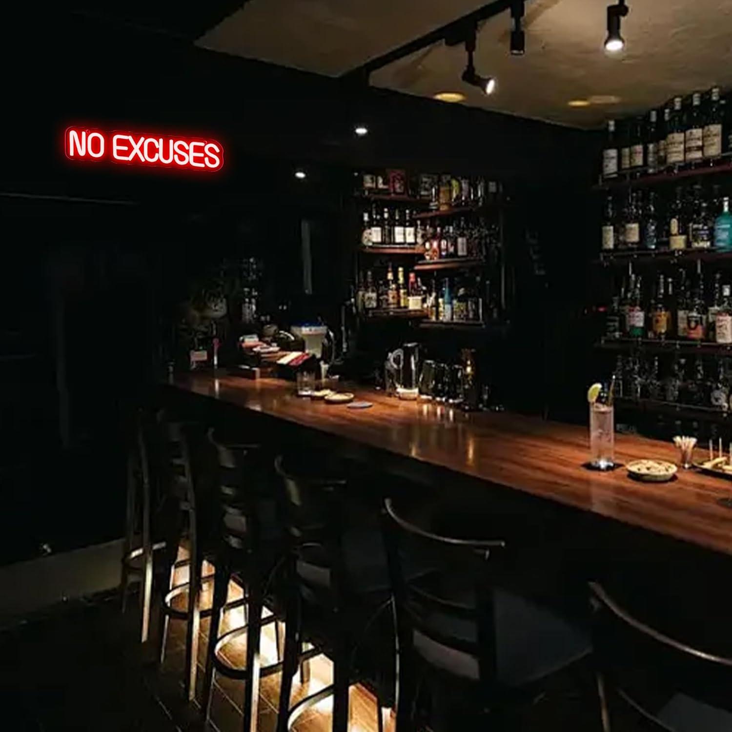 No Excuses Neon Sign USB Dimma - Home Gym Neon Sign 评论和价格